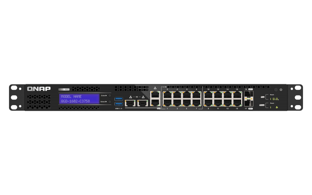 QNAP QNAP QGD-1602-C3758-16G netwerk-switch Managed L2 2.5G Ethernet (100/1000/2500) Zwart, Grijs