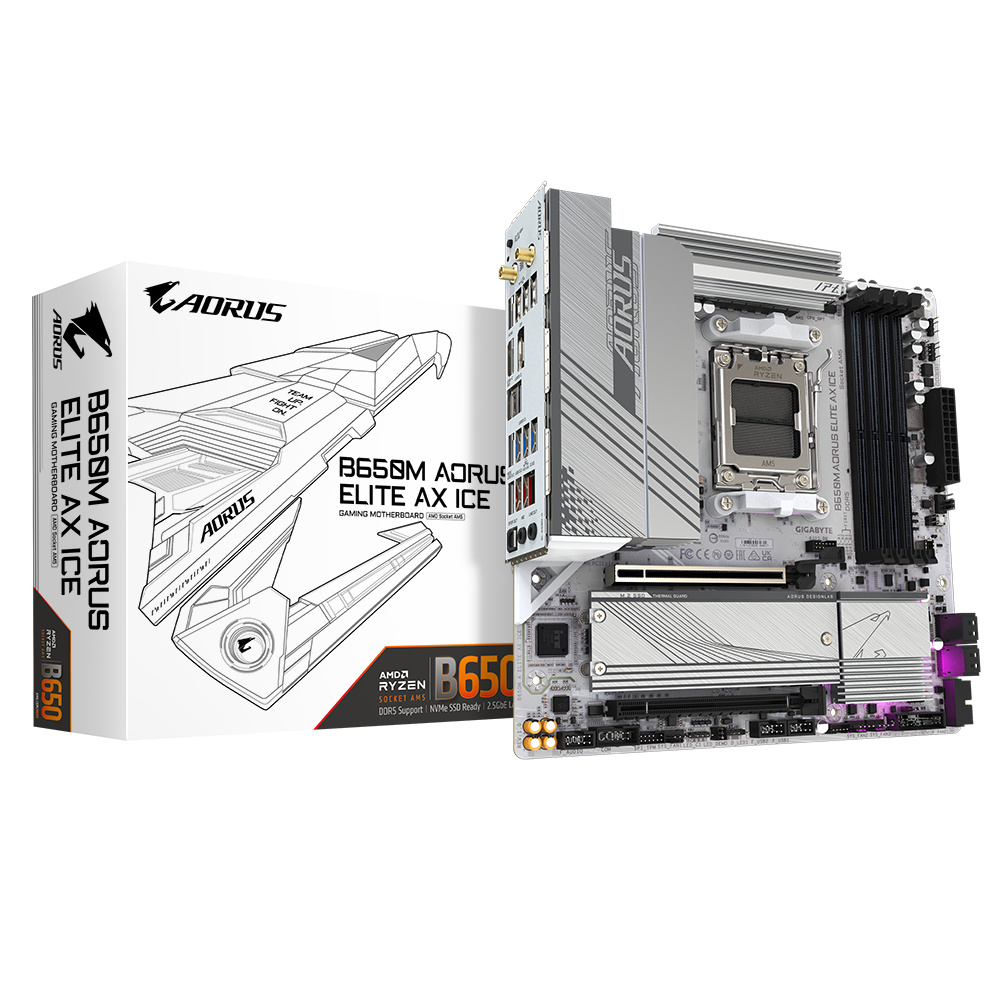 Gigabyte GIGABYTE B650M AORUS ELITE AX ICE moederbord AMD B650 Socket AM5 micro ATX