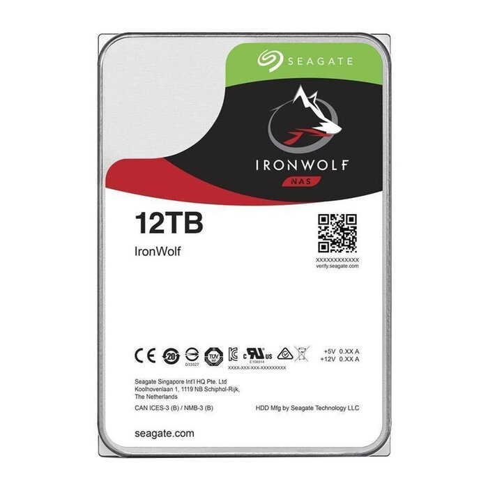 Seagate Seagate NAS HDD IronWolf interne harde schijf 12 TB 7200 RPM 256 MB 3.5" SATA III (ST12000VN0008)
