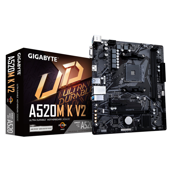 Gigabyte GIGABYTE A520M K V2 moederbord AMD A520 Socket AM4 micro ATX