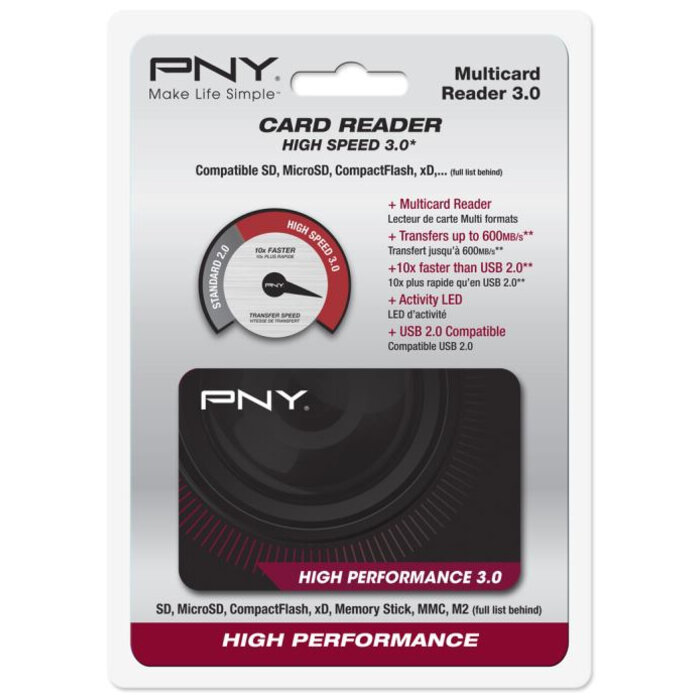 PNY Technologies PNY High Performance Reader 3.0 geheugenkaartlezer USB 3.2 Gen 1 (3.1 Gen 1) Zwart