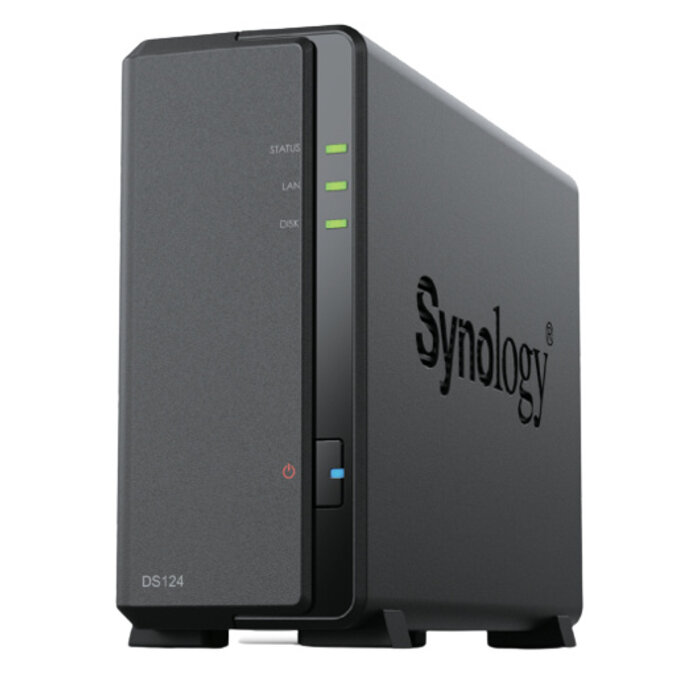 Synology Synology DiskStation DS124 data-opslag-server NAS Desktop Realtek RTD1619B 1 GB DDR4 0 TB DiskStation Manager Zwart