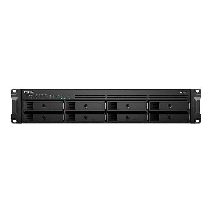 Synology Synology RackStation RS1221RP+ data-opslag-server NAS Rack (2U) Ryzen Embedded V1500B 4 GB DDR4 0 TB DiskStation Manager Zwart