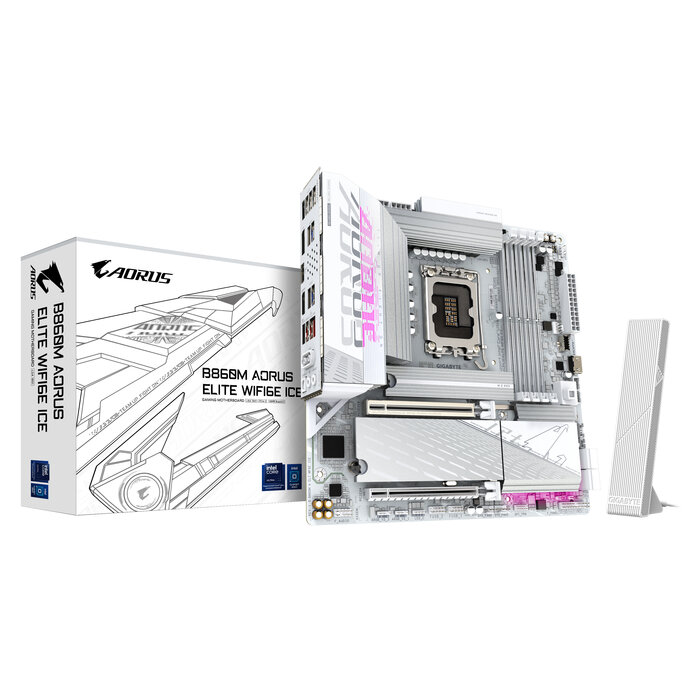 Gigabyte GIGABYTE B860M AORUS ELITE WF6E ICE Intel B860 LGA 1851 (Socket V1) micro ATX