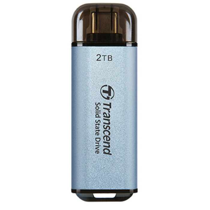 Transcend Transcend ESD300 Thunderbolt technologie 2 TB USB Type-a naar USB Type-C USB 3.2 Gen 2x2 Blauw