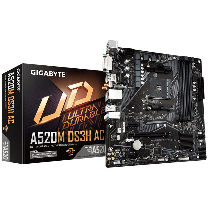 Gigabyte GIGABYTE A520M DS3H AC moederbord AMD A520 Socket AM4 micro ATX