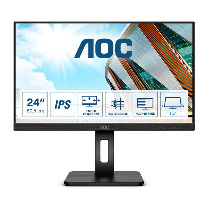 AOC AOC P2 Q24P2Q LED display 60,5 cm (23.8") 2560 x 1440 Pixels Quad HD Zwart