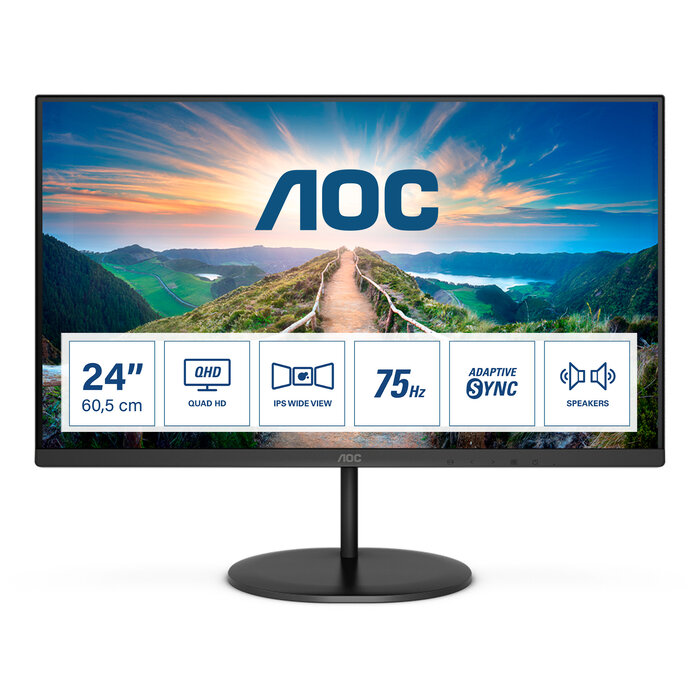 AOC AOC V4 Q24V4EA LED display 60,5 cm (23.8") 2560 x 1440 Pixels 2K Ultra HD Zwart