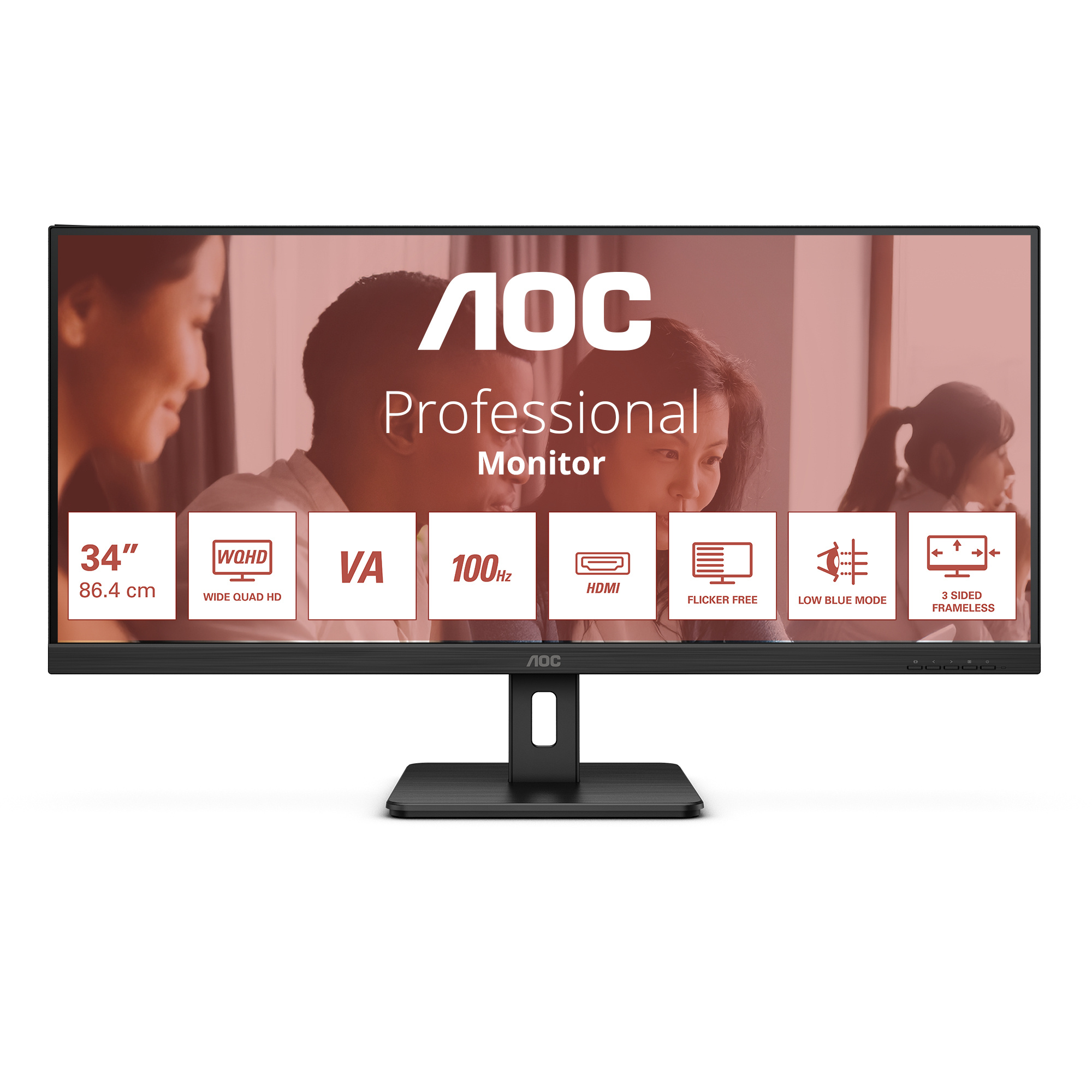 AOC AOC U34E2M computer monitor 86,4 cm (34") 3440 x 1440 Pixels Wide Quad HD Zwart