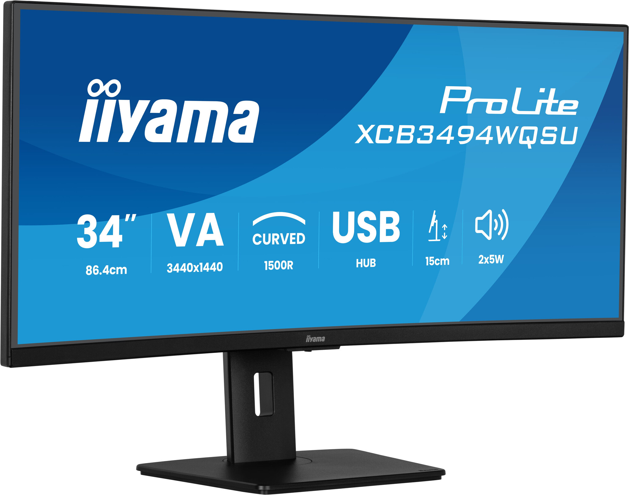 iiyama iiyama ProLite XCB3494WQSU-B1 computer monitor 86,4 cm (34") 3440 x 1440 Pixels UltraWide Quad HD LED Zwart
