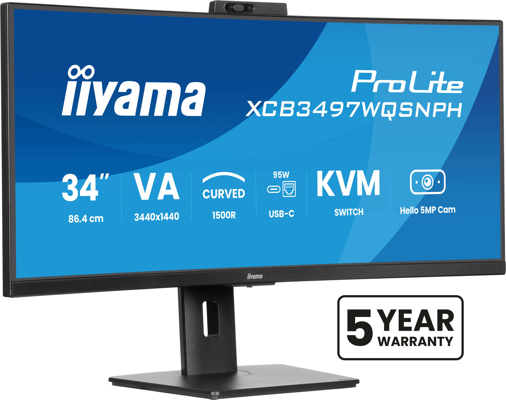 iiyama iiyama ProLite XCB3497WQSNPH-B1 computer monitor 86,4 cm (34") 3440 x 1440 Pixels UltraWide Quad HD LED Zwart
