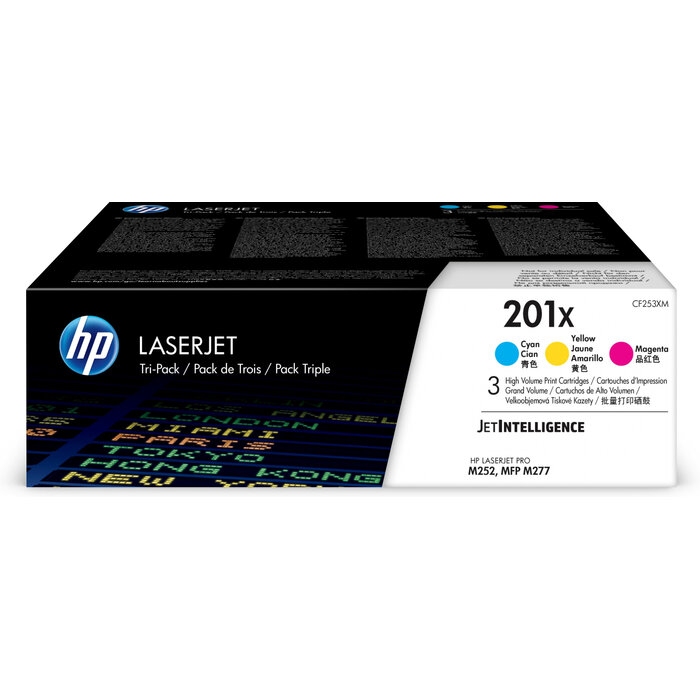 Hewlett & Packard INC. HP 201X originele high-capacity cyaan/magenta/gele LaserJet tonercartridges, 3-pack