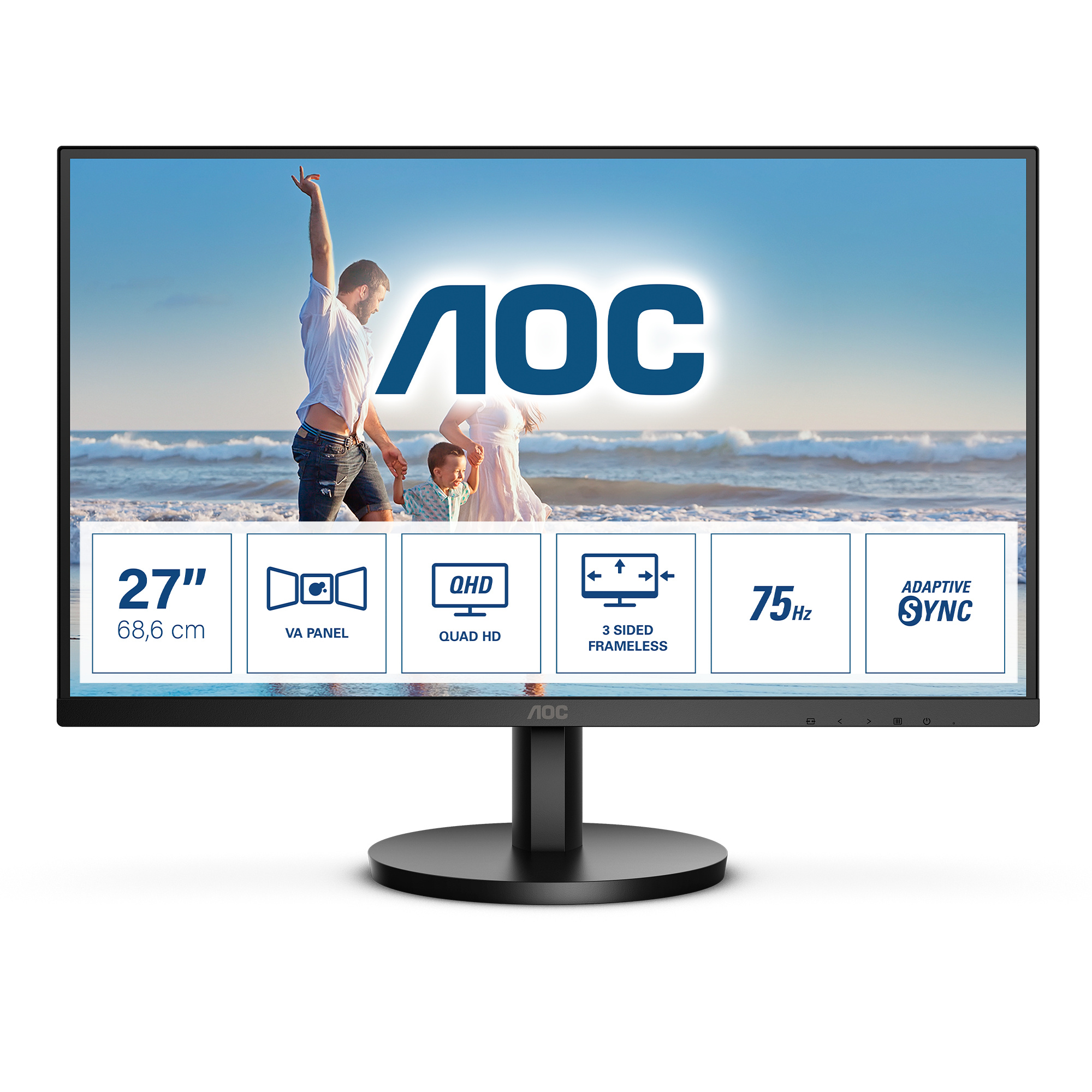 AOC AOC Q27B3MA computer monitor 68,6 cm (27") 2560 x 1440 Pixels Quad HD LED Zwart
