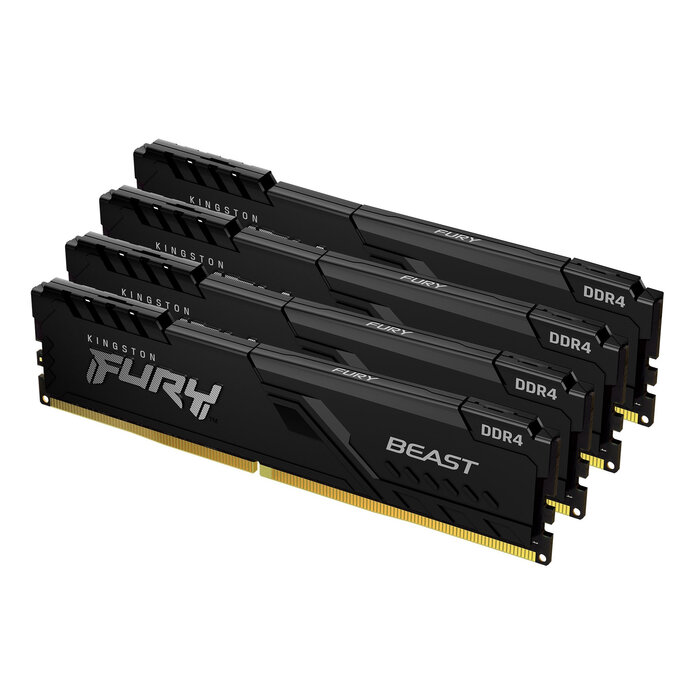 Kingston Kingston Technology FURY Beast 128GB 3600MT/s DDR4 CL18 DIMM (Kit van 4) Black