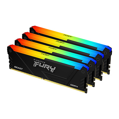 Kingston Kingston Technology FURY Beast 32GB 3600MT/s DDR4 CL17 DIMM (Sets van 4) RGB