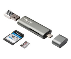 PNY Technologies PNY R-TC-UA-3N1E01-RB geheugenkaartlezer USB 3.2 Gen 1 (3.1 Gen 1) Type-C Metallic