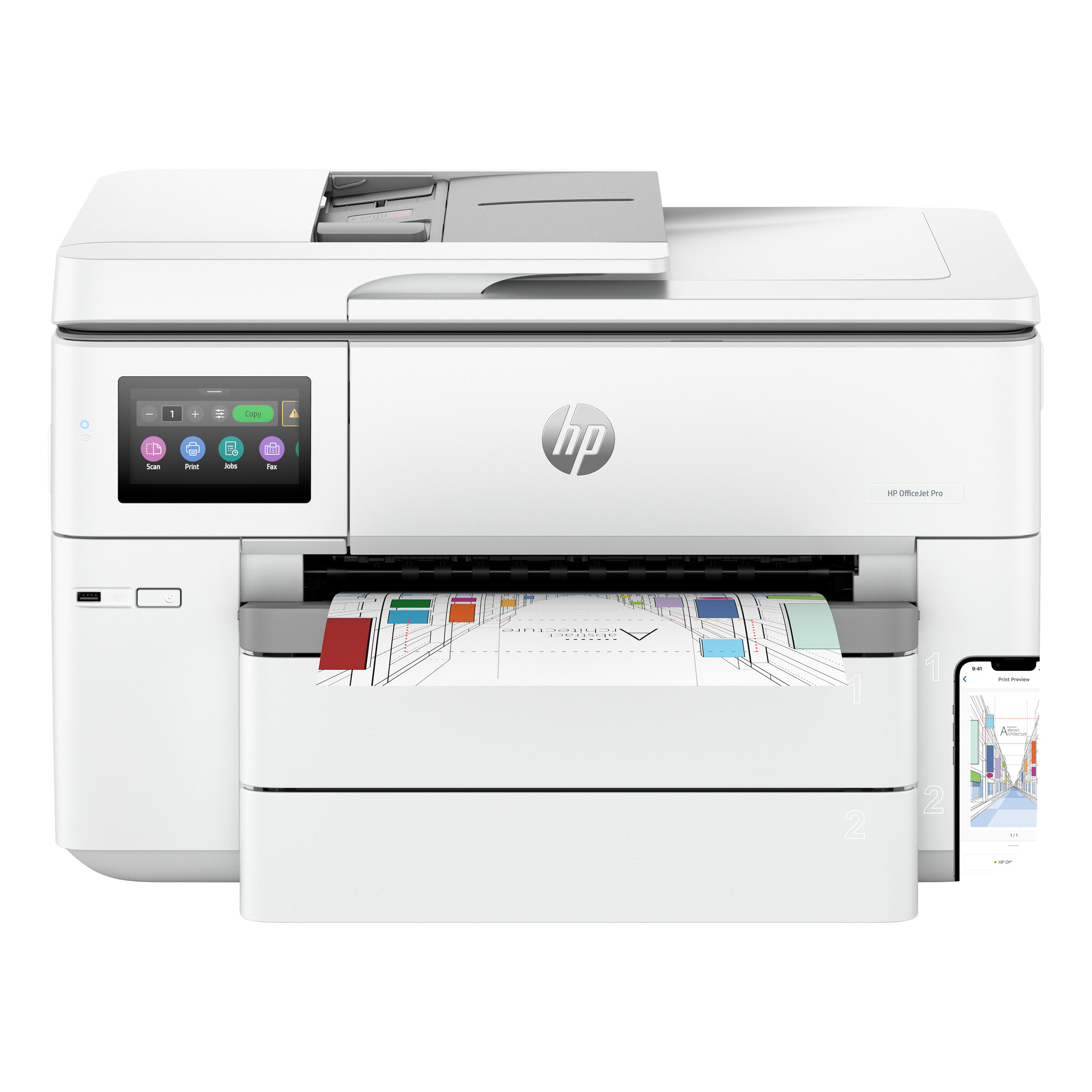 Hewlett & Packard INC. HP OfficeJet Pro 9730e Draadloos All-in-One Kleur Printer, Instant Ink; Dubbelzijdig printen