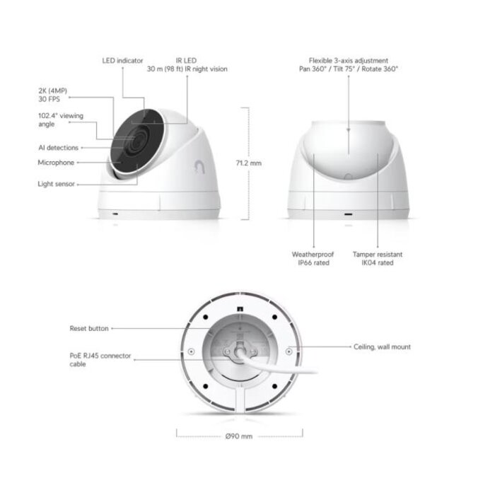 Ubiquiti Ubiquiti UniFi Protect G5 Turret Ultra (White)