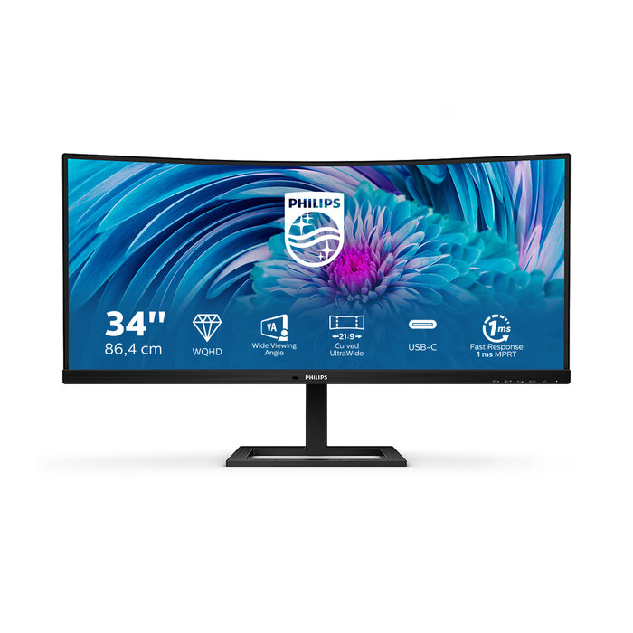 Philips Philips E Line 346E2CUAE/00 computer monitor 86,4 cm (34") 3440 x 1440 Pixels Wide Quad HD+ LCD Zwart