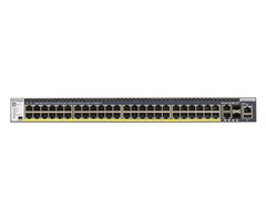 Netgear NETGEAR ProSAFE Managed Switch - GSM4352PA - Stackable platform met 48 PoE+ poorten + 2 x SFP+ en 2 x 10GBASE-T poorten (550W PSU)