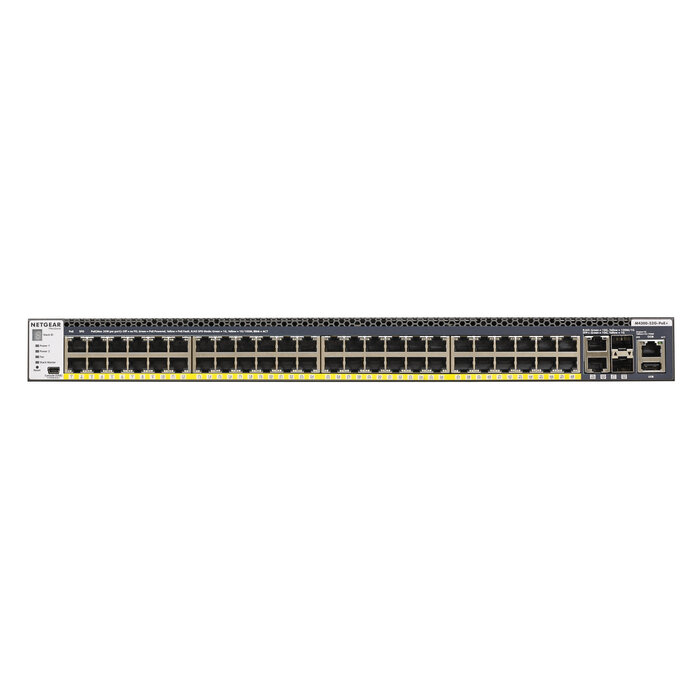 Netgear NETGEAR ProSAFE Managed Switch - GSM4352PA - Stackable platform met 48 PoE+ poorten + 2 x SFP+ en 2 x 10GBASE-T poorten (550W PSU)