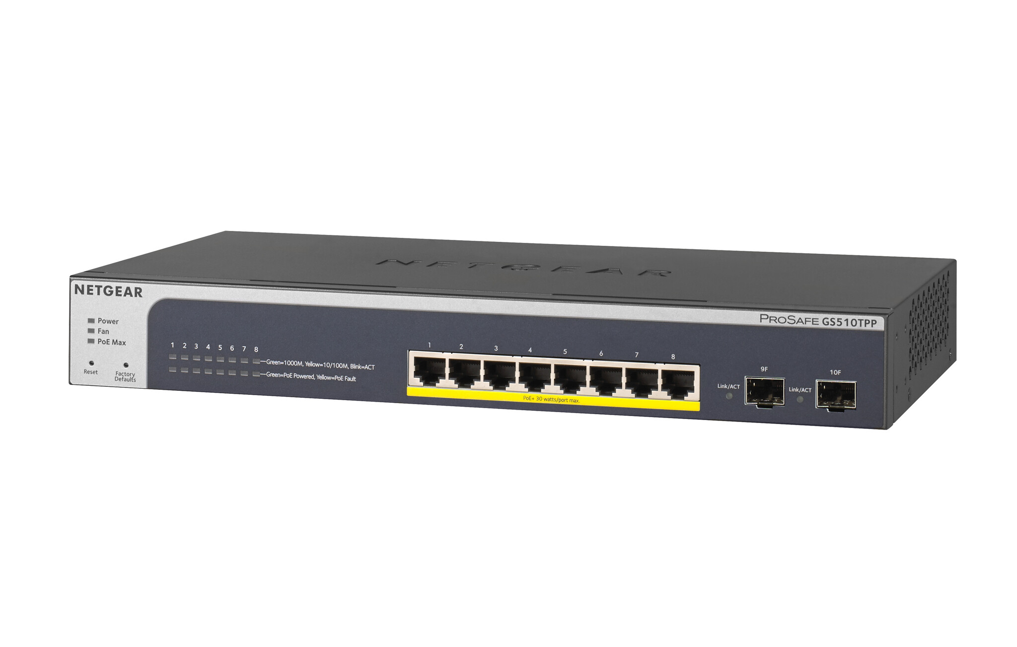 Netgear NETGEAR GS510TPP Managed L2/L3/L4 Gigabit Ethernet (10/100/1000) Power over Ethernet (PoE) Zwart