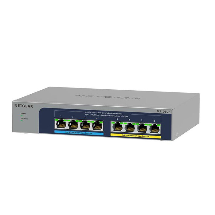 Netgear NETGEAR MS108UP Unmanaged 2.5G Ethernet (100/1000/2500) Power over Ethernet (PoE)