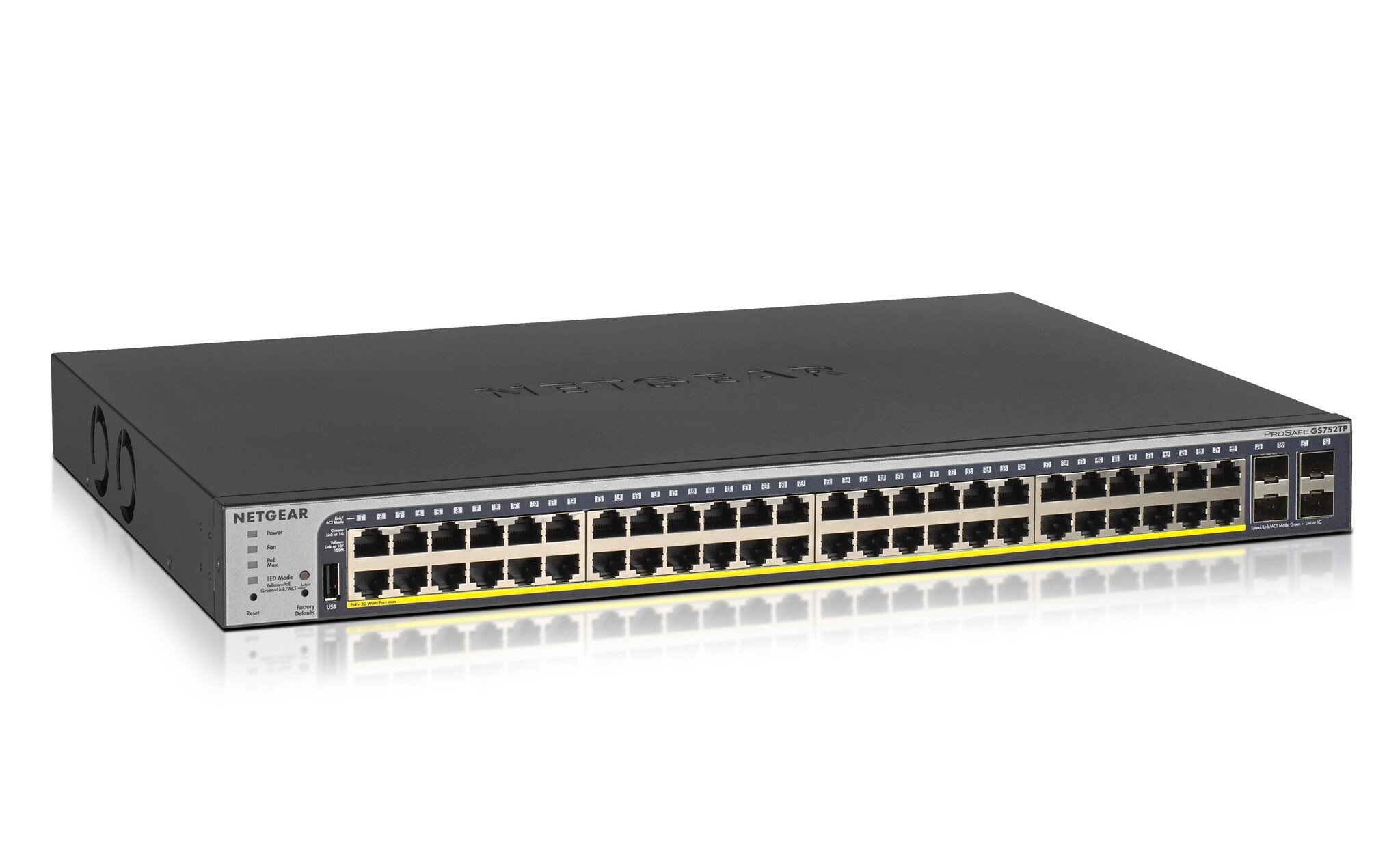 Netgear NETGEAR GS752TP-300EUS netwerk-switch Managed L2/L3/L4 Gigabit Ethernet (10/100/1000) Power over Ethernet (PoE) 1U Zwart
