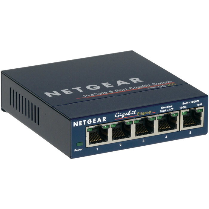 Netgear NETGEAR ProSAFE Unmanaged Switch - GS105 - Desktop - 5 Gigabit Ethernet poorten 10/100/1000 Mbps