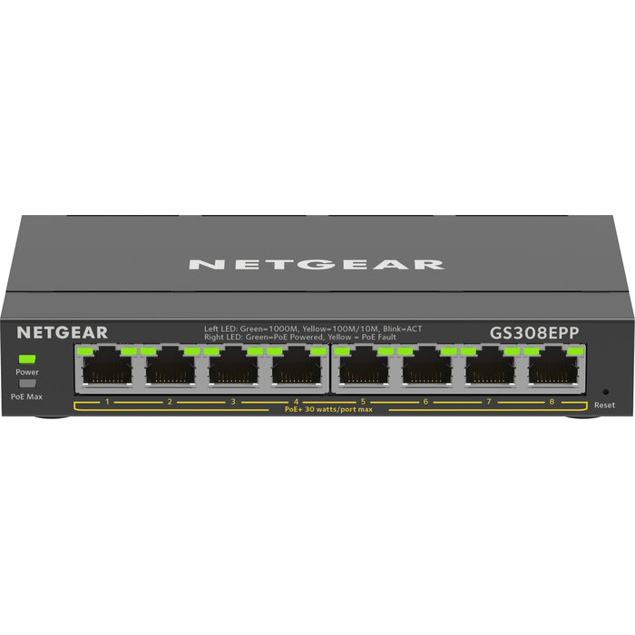 Netgear NETGEAR 8-Port Gigabit Ethernet High-Power PoE+ Plus Switch (GS308EPP)
