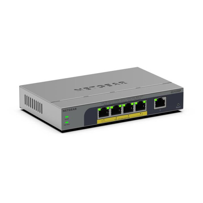 Netgear NETGEAR GS105EP Unmanaged Gigabit Ethernet (10/100/1000) Power over Ethernet (PoE) Grijs