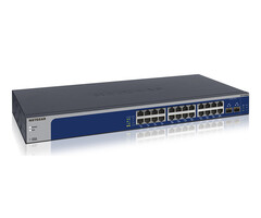 Netgear NETGEAR XS724EM Managed L2 10G Ethernet (100/1000/10000) 1U Blauw, Grijs