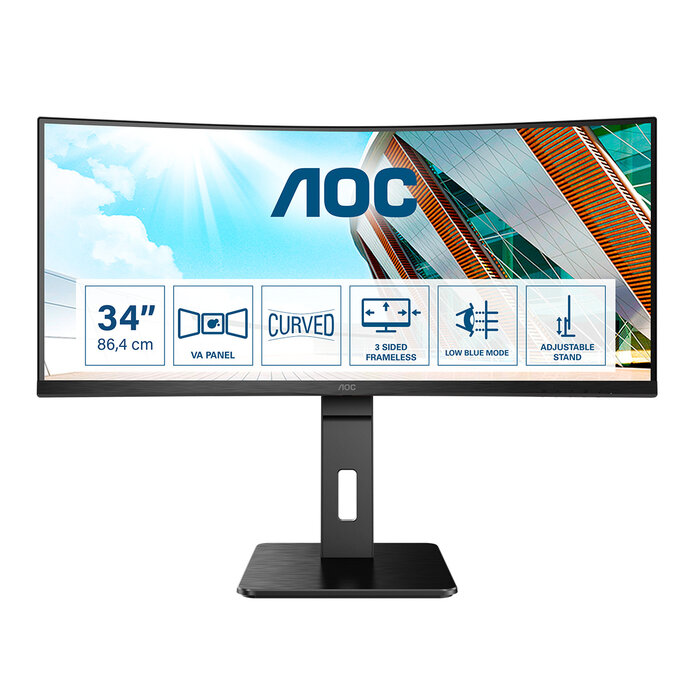AOC AOC P2 CU34P2A computer monitor 86,4 cm (34") 3440 x 1440 Pixels Quad HD LED Zwart