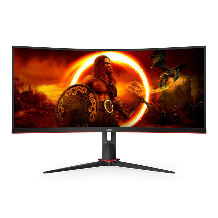 AOC AOC G2 CU34G2XP computer monitor 86,4 cm (34") 3440 x 1440 Pixels UltraWide Quad HD LED Zwart, Rood