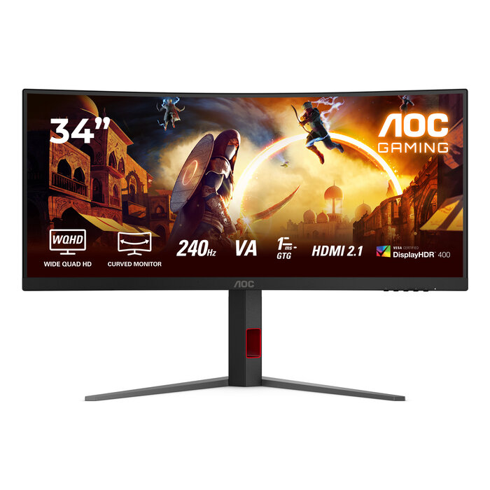 AOC AOC G4 CU34G4Z computer monitor 86,4 cm (34") 3440 x 1440 Pixels Wide Quad HD LED Zwart, Rood