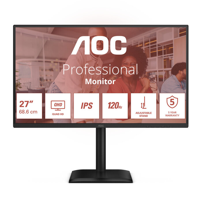 AOC AOC E4 Q27E4U computer monitor 68,6 cm (27") 2560 x 1440 Pixels Quad HD LED Zwart