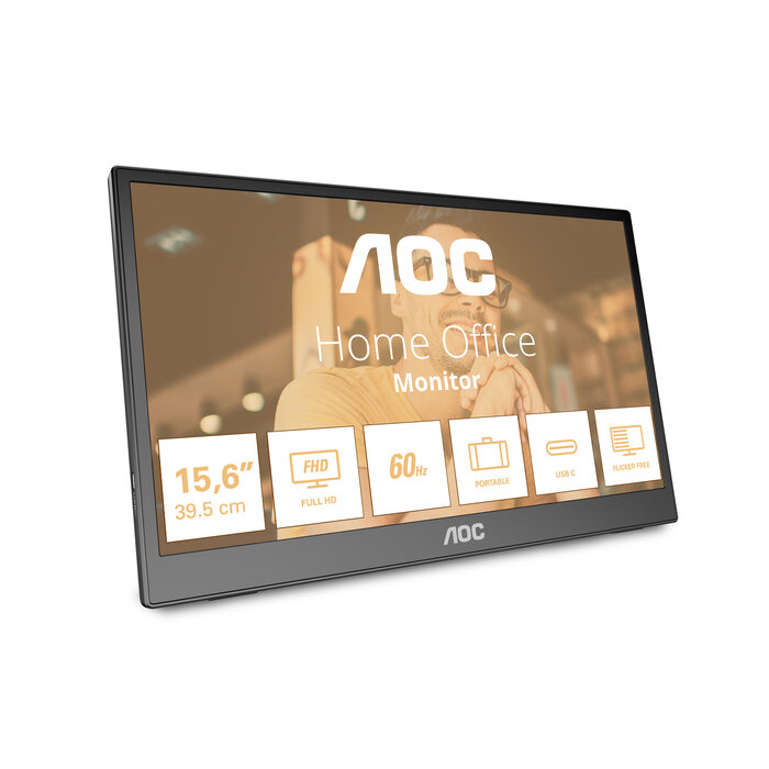 AOC AOC 16T3EA Draagbare televisie en monitoor Zwart 39,6 cm (15.6") 1920 x 1080 Pixels