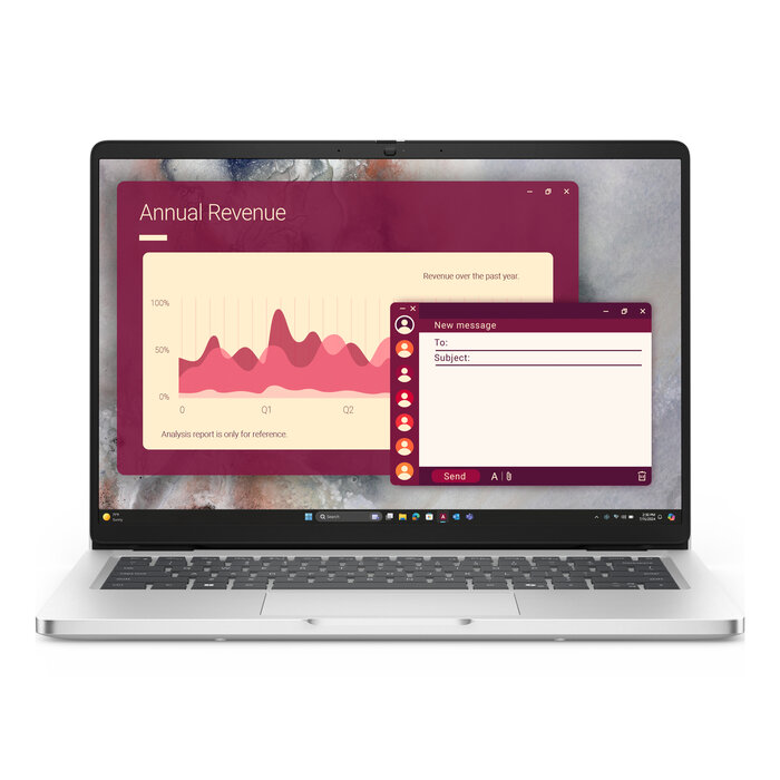 Dell DELL Pro 14 PC14250 Intel Core Ultra 5 235U Laptop 35,6 cm (14") Full HD+ 16 GB DDR5-SDRAM 512 GB SSD Wi-Fi 6E (802.11ax) Windows 11 Pro US International Platina, Zilver