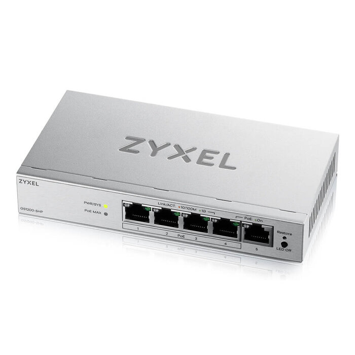 Zyxel Zyxel GS1200-5HPV3 Managed L2 Gigabit Ethernet (10/100/1000) Power over Ethernet (PoE) Desktop Grijs