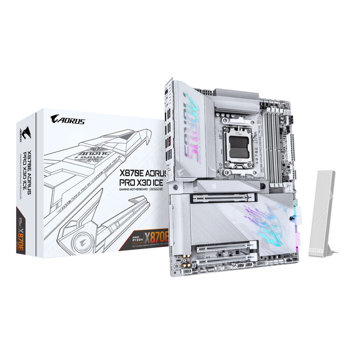 Gigabyte GIGABYTE X870E AORUS PRO X3D ICE AMD X870E Socket AM5 ATX