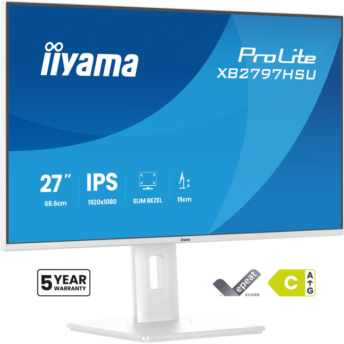 iiyama iiyama ProLite XB2797HSU-W1 computer monitor 68,6 cm (27") 1920 x 1080 Pixels Full HD LED Wit