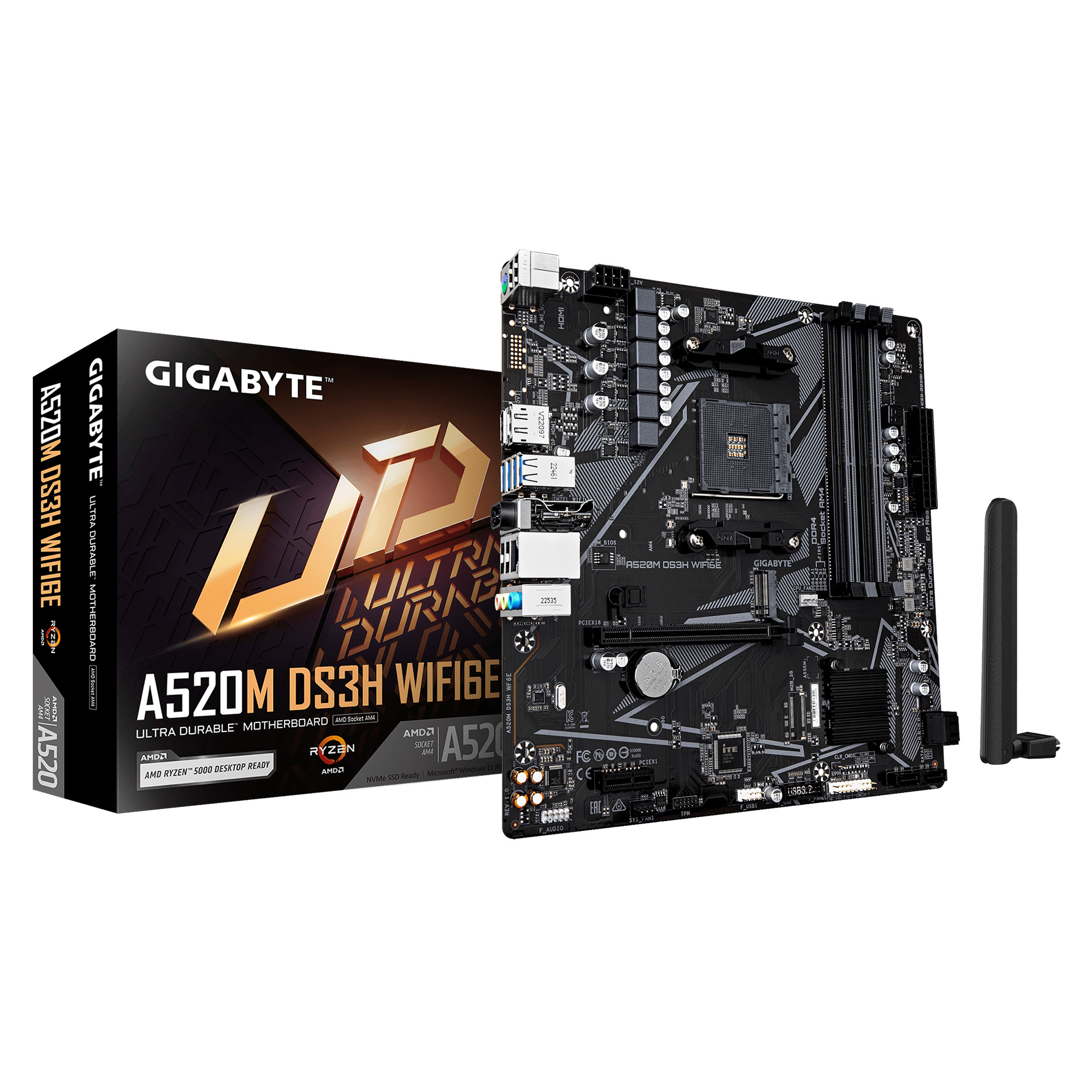 Gigabyte GIGABYTE A520M DS3H WIFI6E AMD A520 Socket AM4 micro ATX