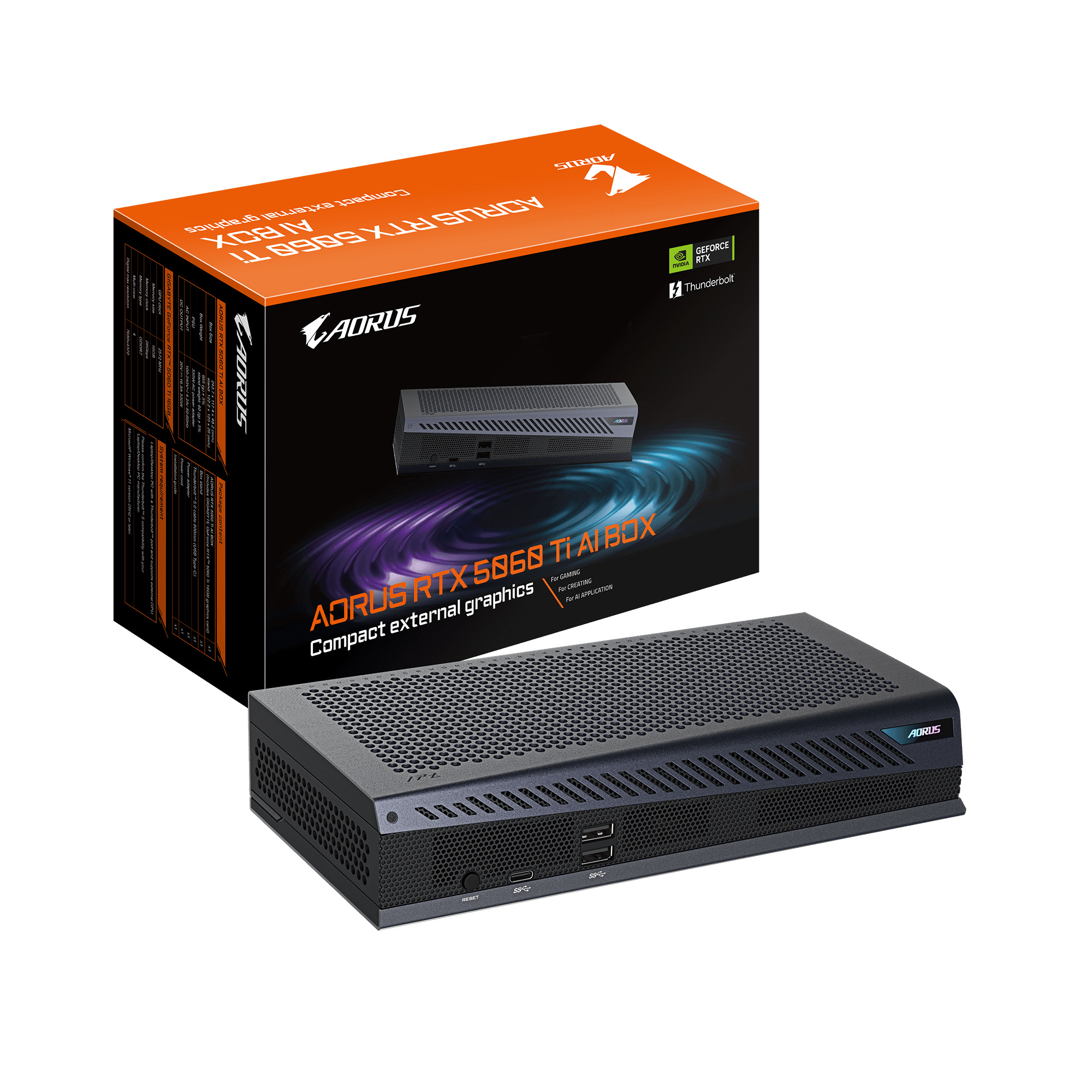Gigabyte GIGABYTE AORUS RTX 5060 Ti AI BOX GeForce RTX 5060 Ti Zwart