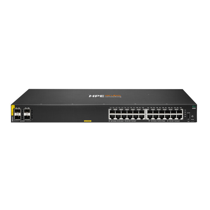 HP Enterprise HPE Aruba Networking CX 6000 24p 10M/100M/1G Class4 PoE 4p SFP 1G 370W Switch Managed L3 Gigabit Ethernet (10/100/1000) Power over Ethernet (PoE) 1U