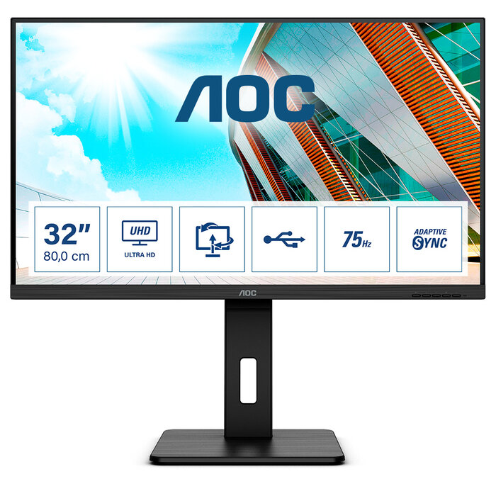 AOC AOC P2 U32P2 computer monitor 80 cm (31.5") 3840 x 2160 Pixels 4K Ultra HD LED Zwart