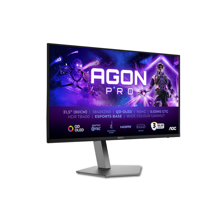 AOC AOC AGON PRO AG326UD computer monitor 80 cm (31.5") 3840 x 2160 Pixels 4K Ultra HD QD-OLED Zwart