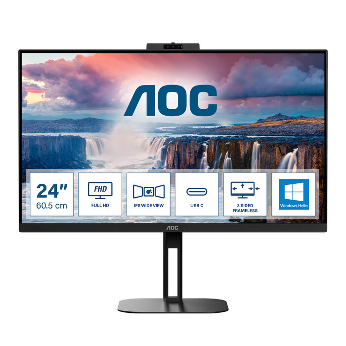 AOC AOC V5 24V5CW/BK computer monitor 60,5 cm (23.8") 1920 x 1080 Pixels Full HD LED Zwart