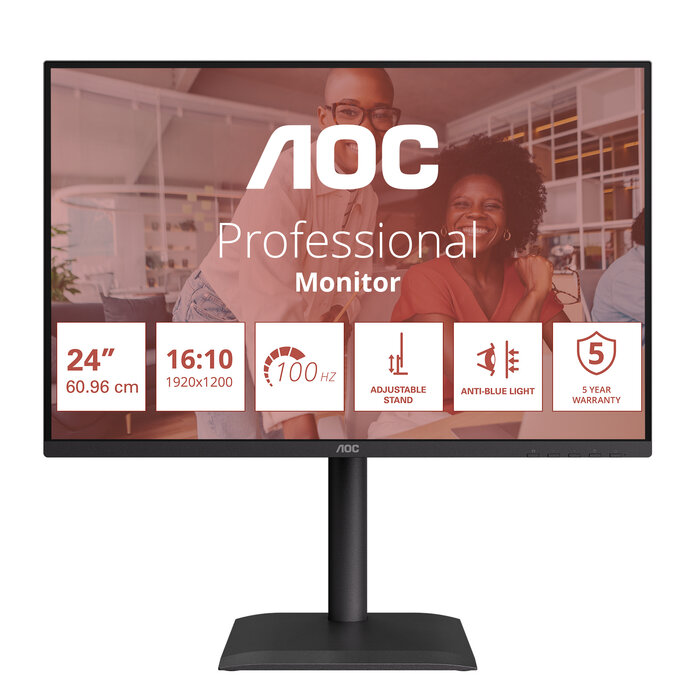 AOC AOC E4 X24E4U computer monitor 61 cm (24") 1920 x 1200 Pixels Full HD LED Zwart