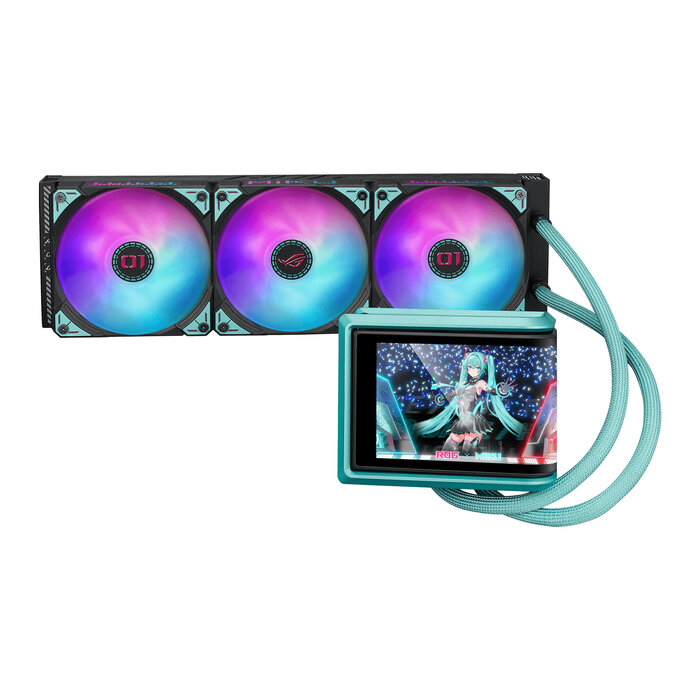Asus ASUS ROG RYUO IV 360 ARGB Hatsune Miku Edition Processor Alles-in-één vloeistofkoeler 12 cm Zwart, Turkoois