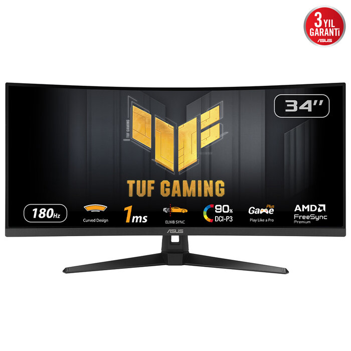 Asus ASUS TUF Gaming VG34VQ3B computer monitor 86,4 cm (34") 3440 x 1440 Pixels UltraWide Quad HD LED Zwart